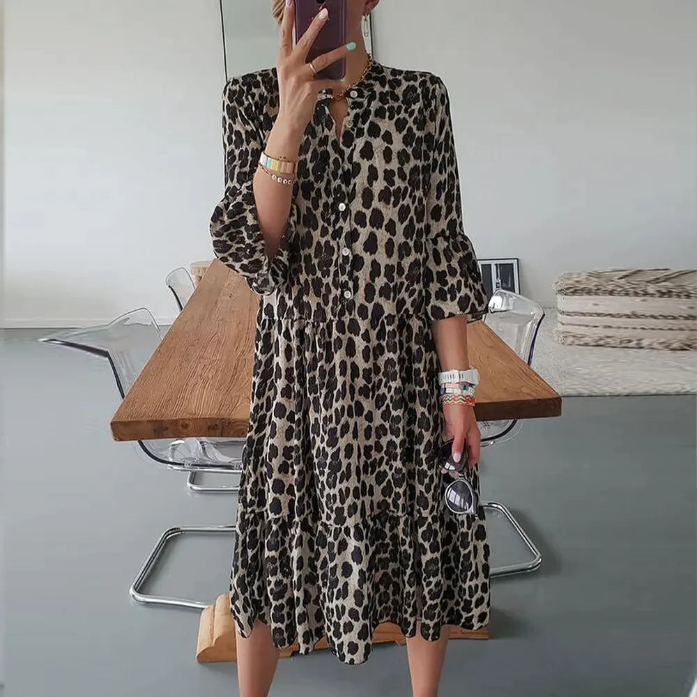 Rhea | Ibiza Fashion Stylisches Damenkleid mit Leopardenprint